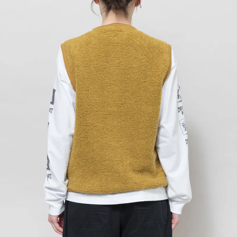 Universal Works Womens Lancaster Gilet Yellow Alvar Fleece-2