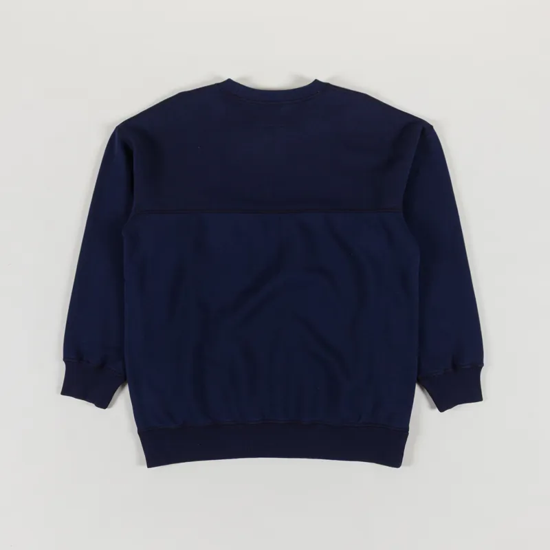 Universal Works x Walsh Panelled Loose Sweatshirt Navy Brush Back Sweat-1
