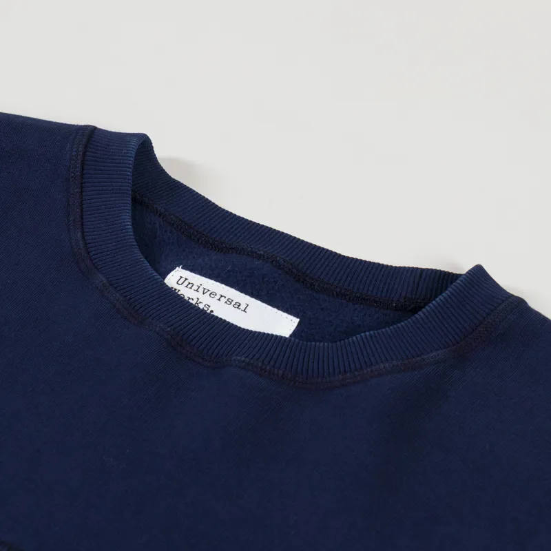 Universal Works x Walsh Panelled Loose Sweatshirt Navy Brush Back Sweat-4