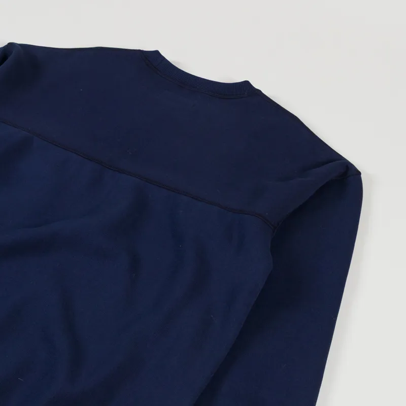 Universal Works x Walsh Panelled Loose Sweatshirt Navy Brush Back Sweat-3