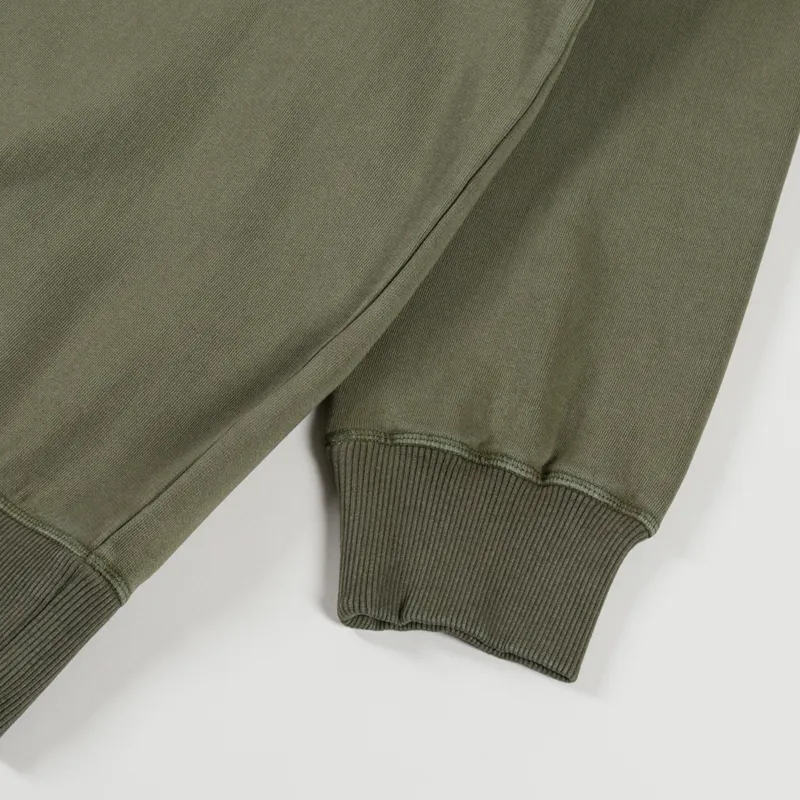 Universal Works x Walsh Panelled Loose Sweatshirt Olive Brush Back Sweat-7