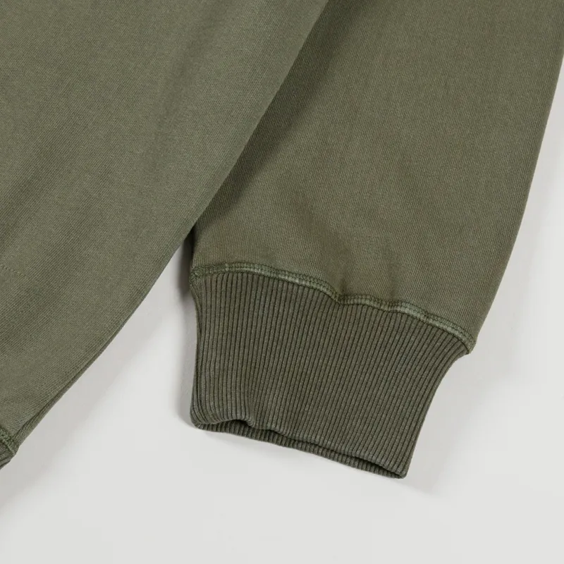 Universal Works x Walsh Panelled Loose Sweatshirt Olive Brush Back Sweat-6