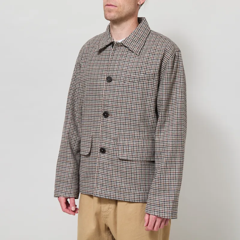 Universal Works Franck Jacket Brown Taupe Lester Dogtooth-1