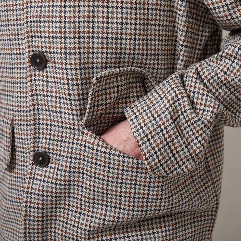 Universal Works Franck Jacket Brown Taupe Lester Dogtooth-7