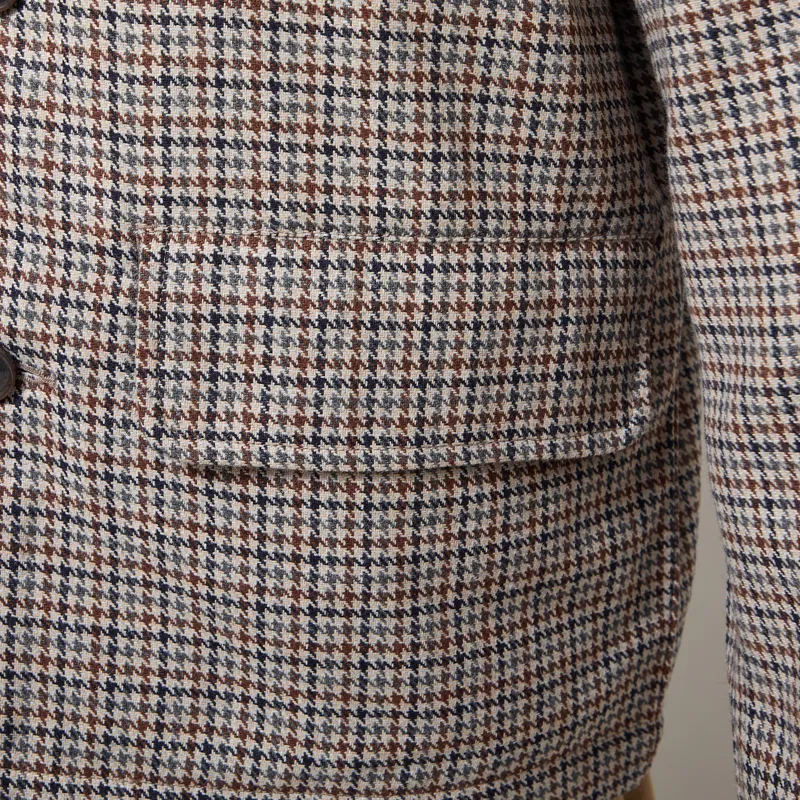 Universal Works Franck Jacket Brown Taupe Lester Dogtooth-8