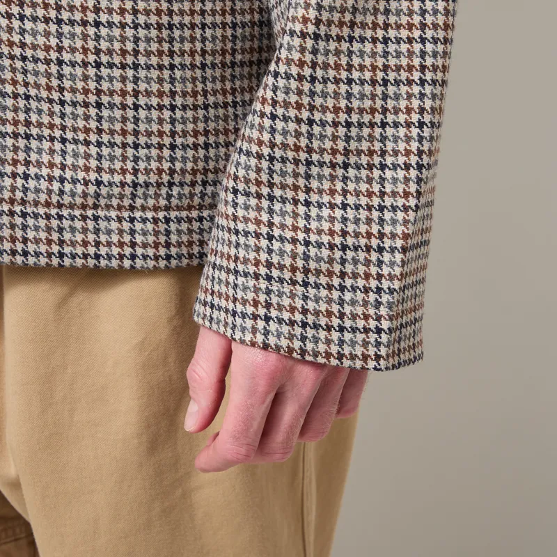 Universal Works Franck Jacket Brown Taupe Lester Dogtooth-9