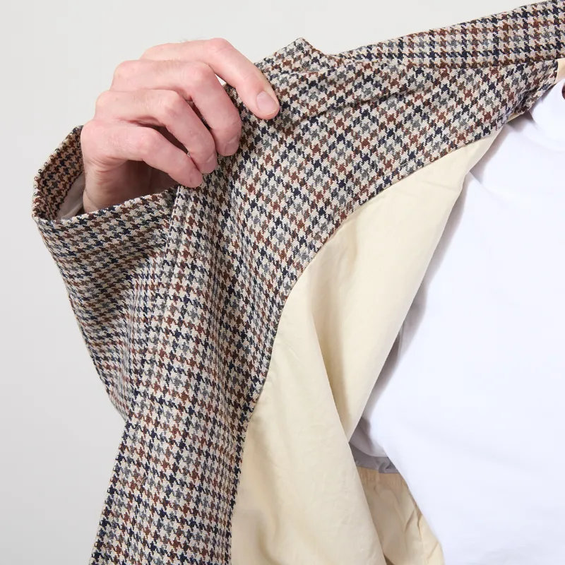 Universal Works Franck Jacket Brown Taupe Lester Dogtooth-4