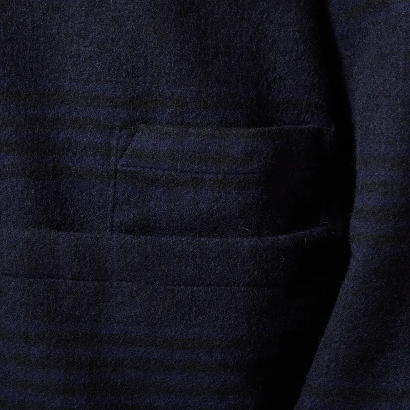 Universal Works Bakers Overshirt Navy Bob Wool Mix-6