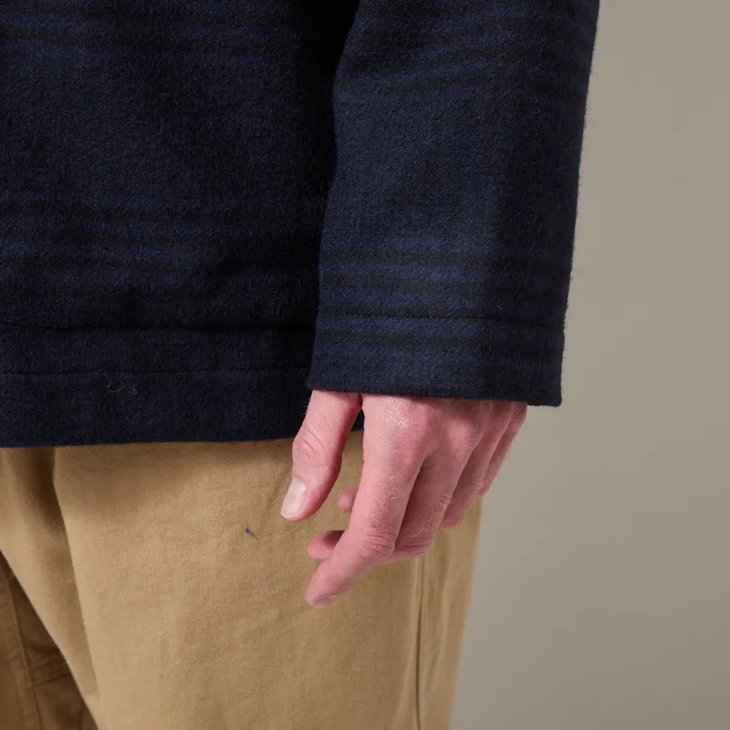 Universal Works Bakers Overshirt Navy Bob Wool Mix-7