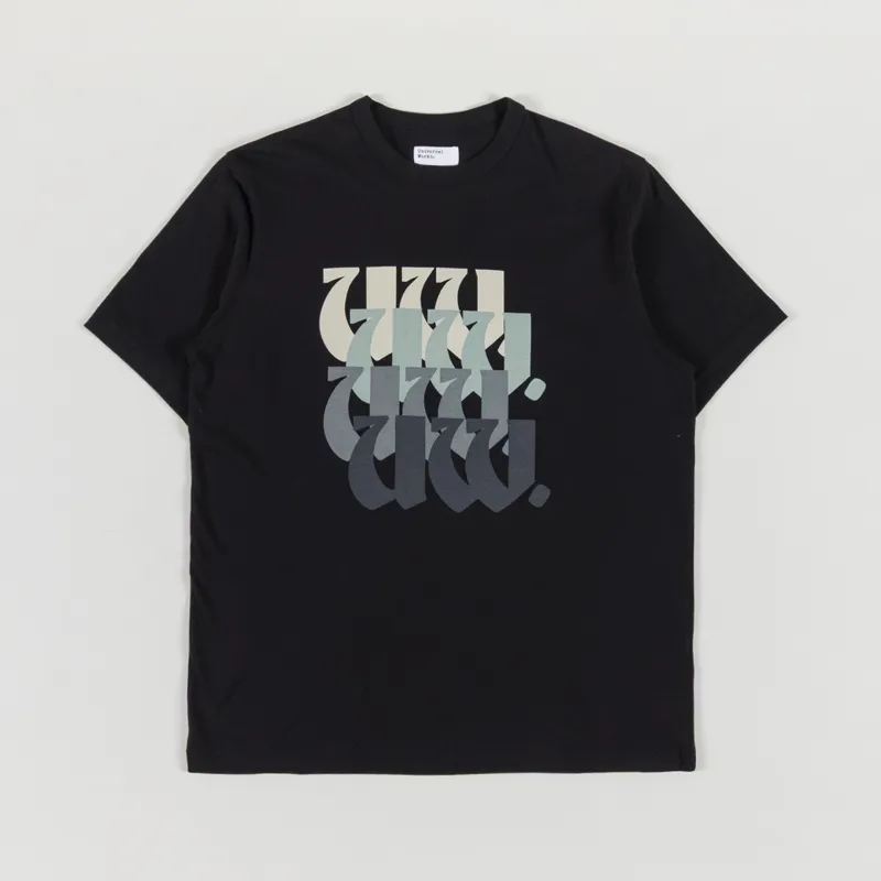 Universal Works UW Print Core T Shirt Black Single Jersey
