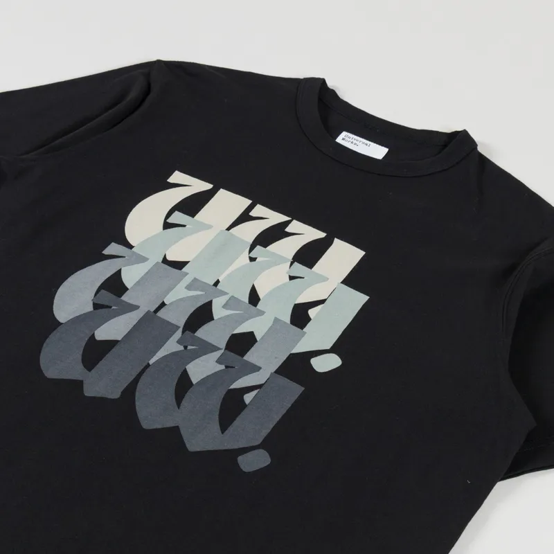 Universal Works UW Print Core T Shirt Black Single Jersey-2