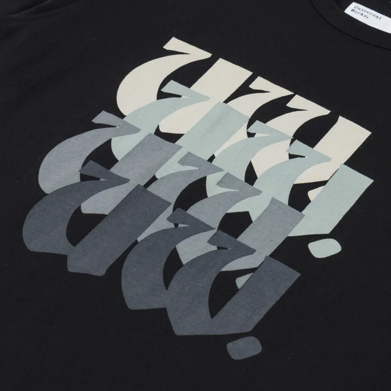 Universal Works UW Print Core T Shirt Black Single Jersey-6