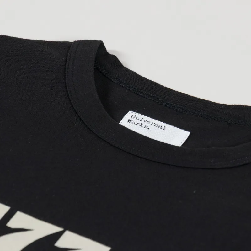Universal Works UW Print Core T Shirt Black Single Jersey-4