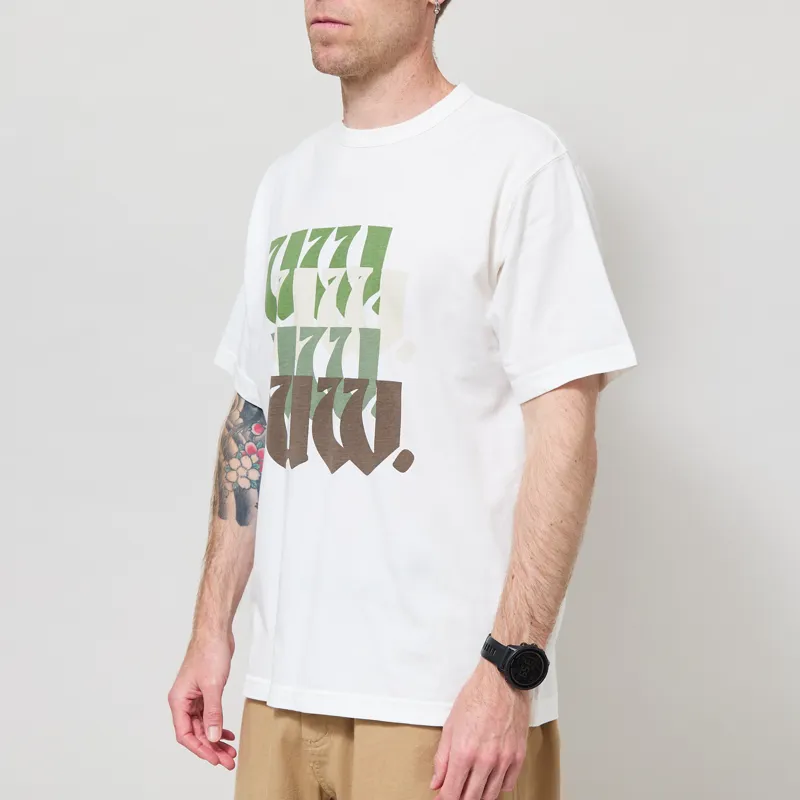 Universal Works UW Print Core T Shirt Ecru Single Jersey-1