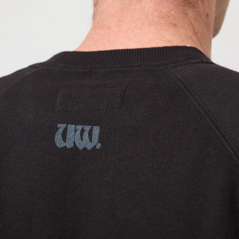 Universal Works UW Print Raglan Sweatshirt Black Brushed Back Sweat-4