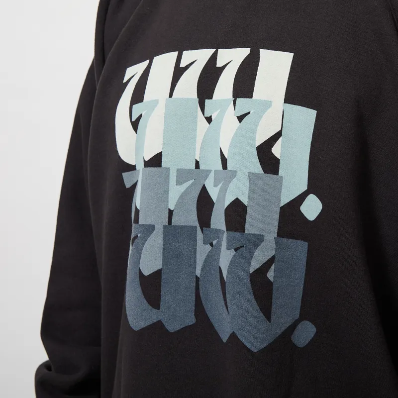 Universal Works UW Print Raglan Sweatshirt Black Brushed Back Sweat-5