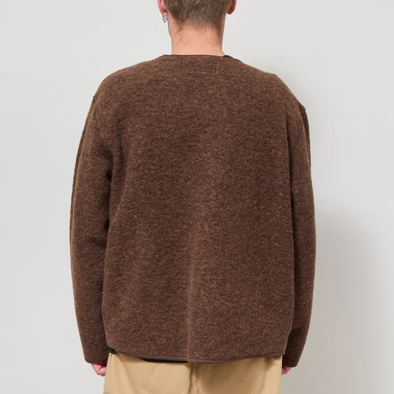 Universal Works Zip Liner Jacket Brown Marl Wool Fleece-2
