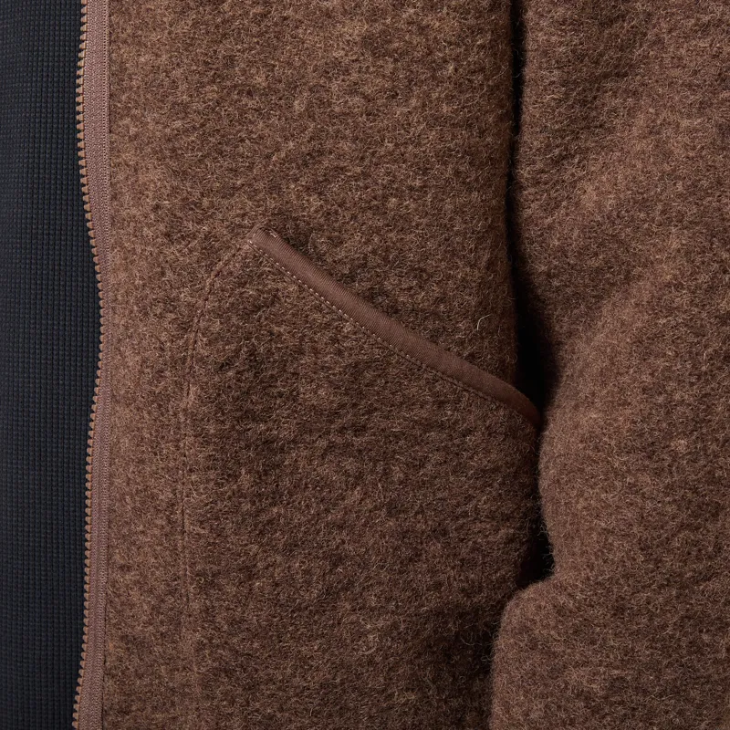 Universal Works Zip Liner Jacket Brown Marl Wool Fleece-6