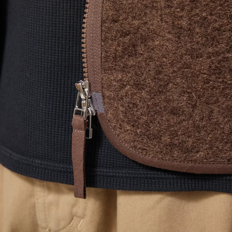 Universal Works Zip Liner Jacket Brown Marl Wool Fleece-7