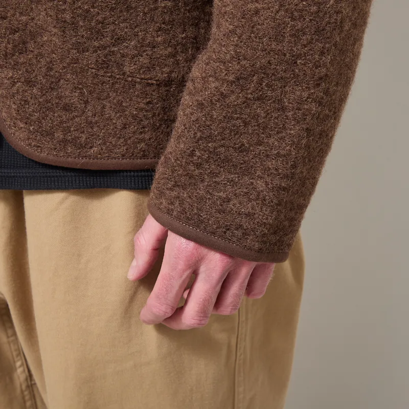 Universal Works Zip Liner Jacket Brown Marl Wool Fleece-8