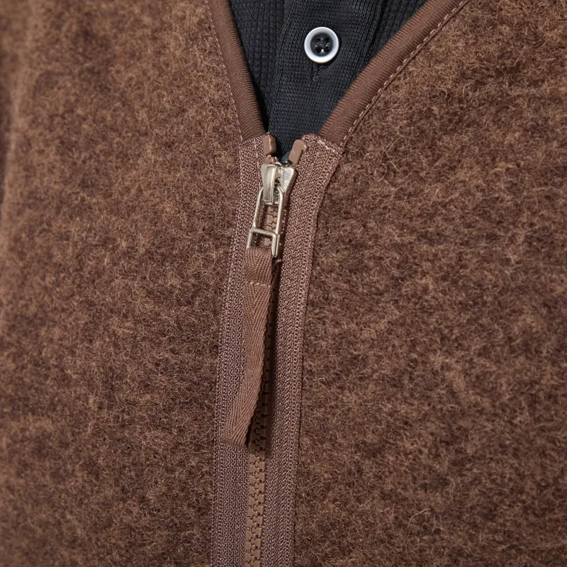 Universal Works Zip Liner Jacket Brown Marl Wool Fleece-4