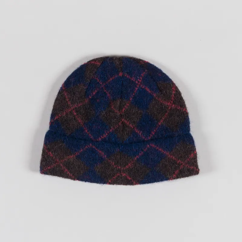 Universal Works Argyll Beanie Navy Alpaca