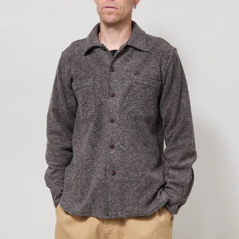 Universal Works Work Shirt Mid Brown Dam Marl