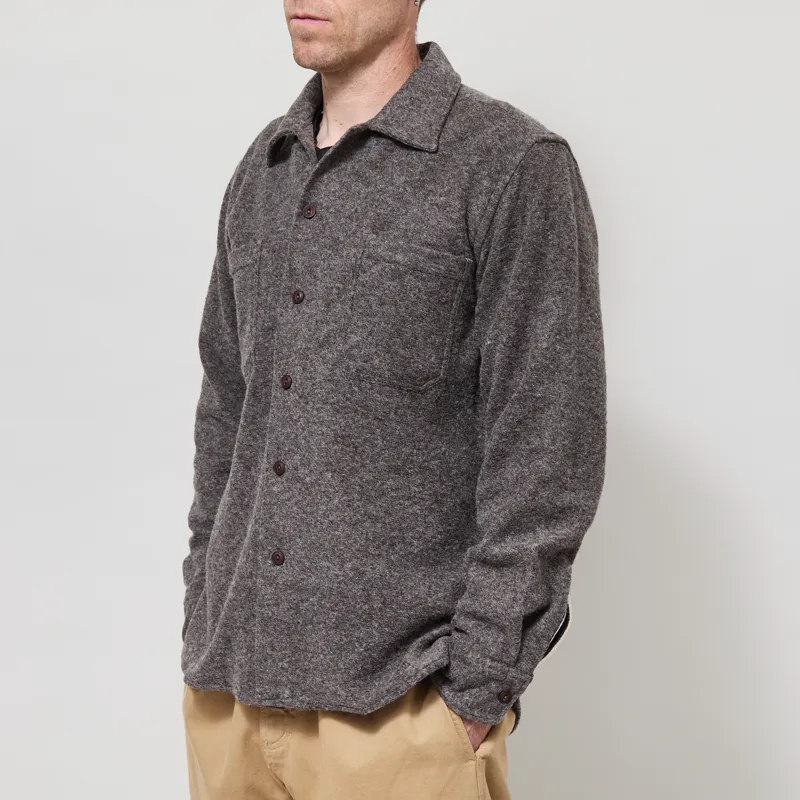 Universal Works Work Shirt Mid Brown Dam Marl-1