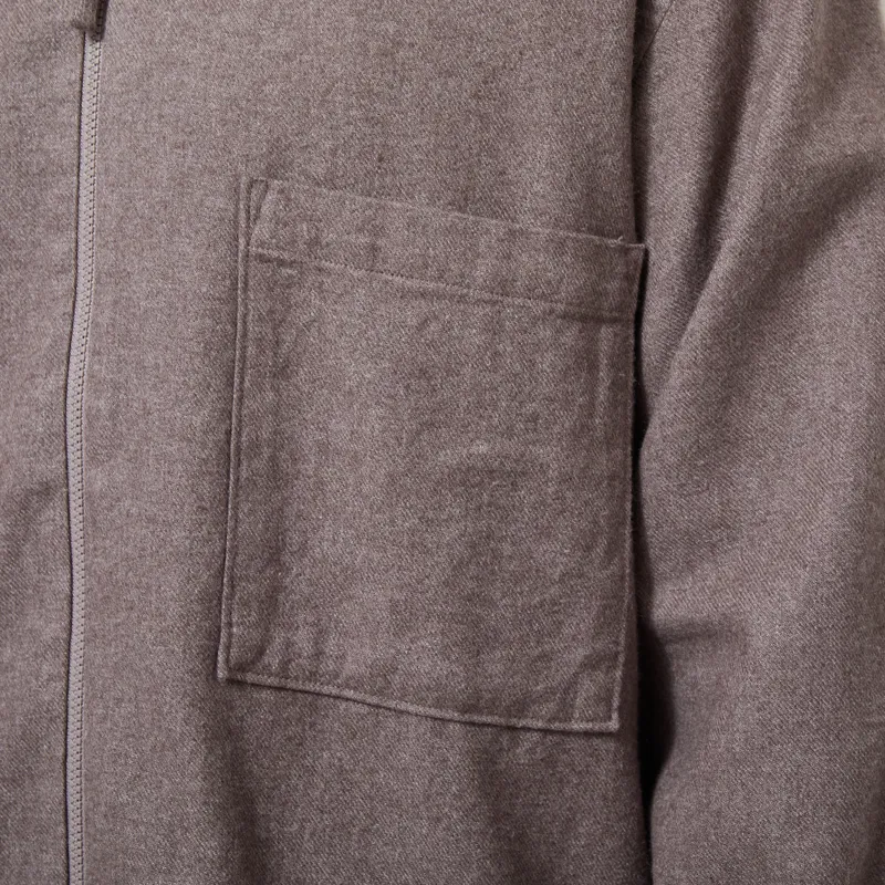 Universal Works Zip Shirt Brown Monty Cot Tencel-4
