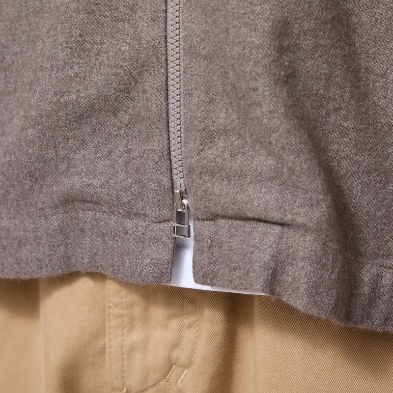 Universal Works Zip Shirt Brown Monty Cot Tencel-5
