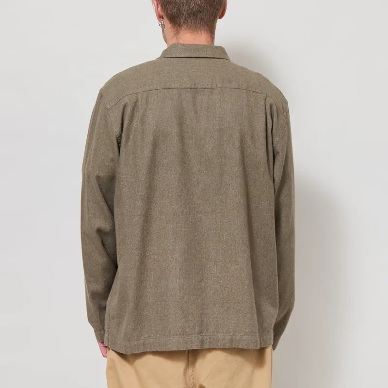 Universal Works Zip Shirt Olive Monty Cot Tencel-1