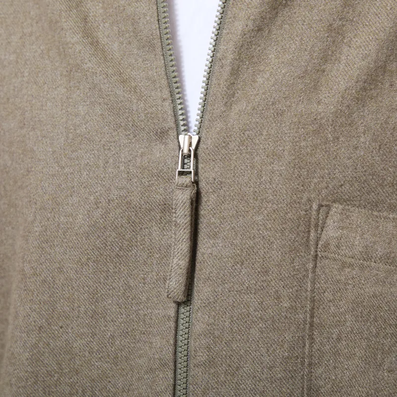 Universal Works Zip Shirt Olive Monty Cot Tencel-4