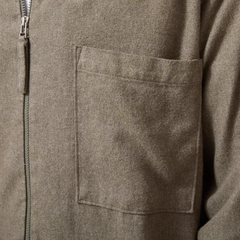 Universal Works Zip Shirt Olive Monty Cot Tencel-3