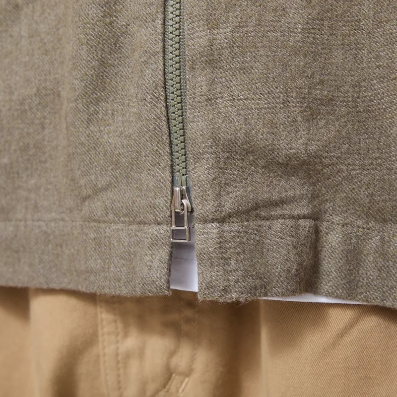 Universal Works Zip Shirt Olive Monty Cot Tencel-5