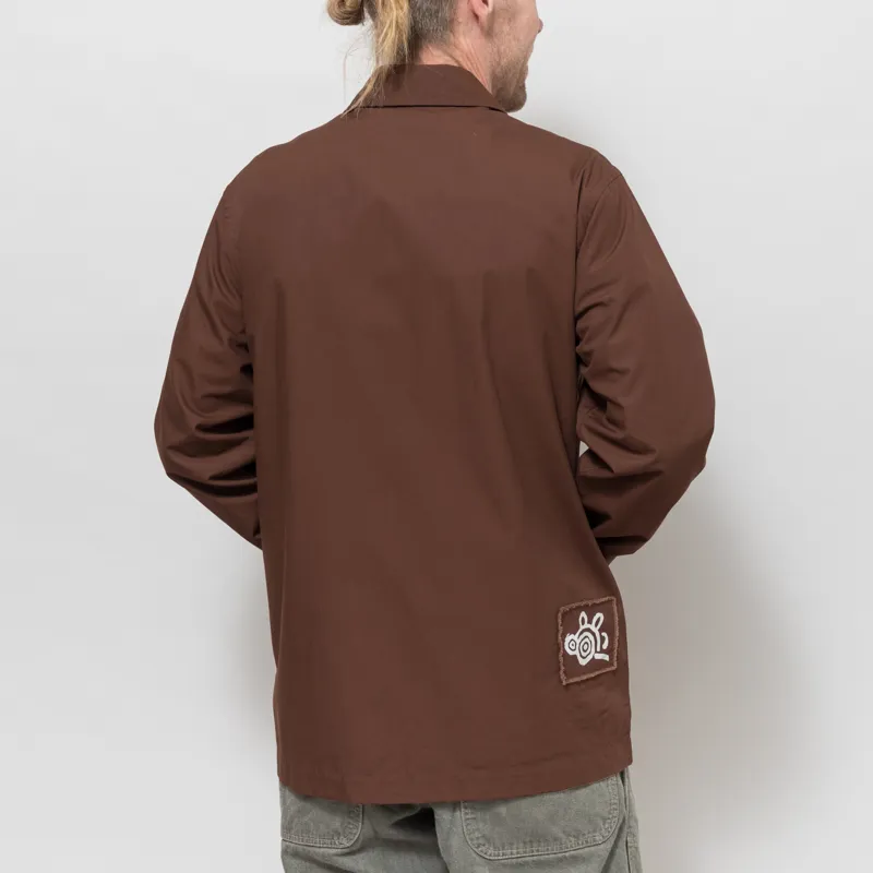 Universal Works x Working Class Heroes Bakers Overshirt Brown Peached Poplin-2
