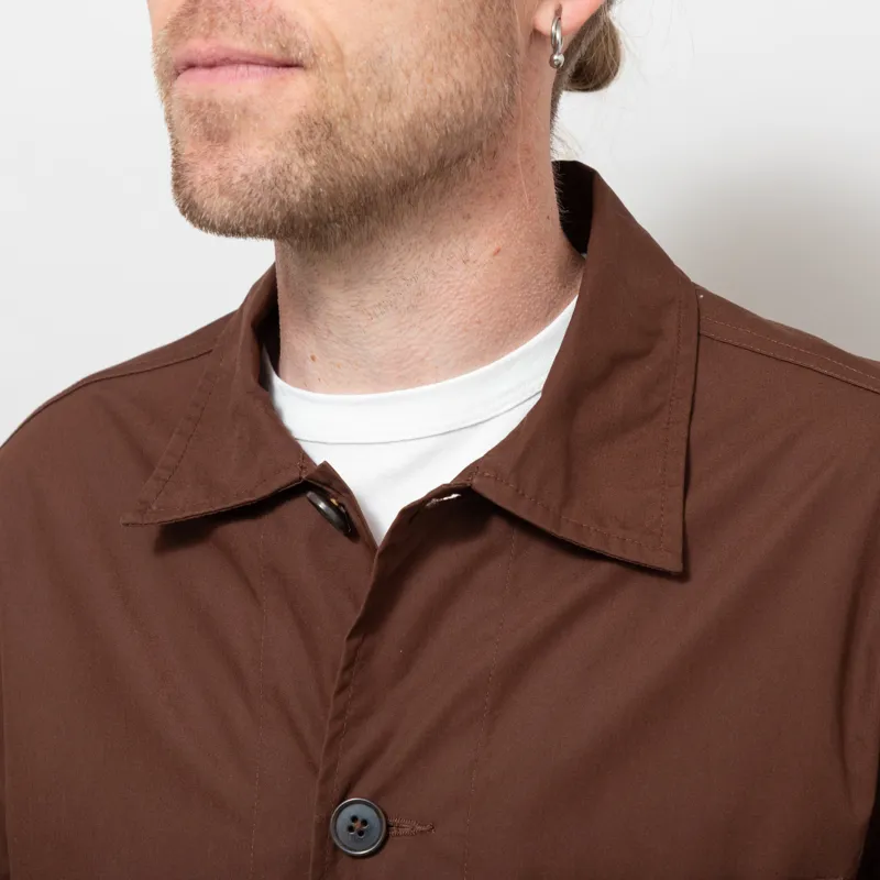 Universal Works x Working Class Heroes Bakers Overshirt Brown Peached Poplin-3