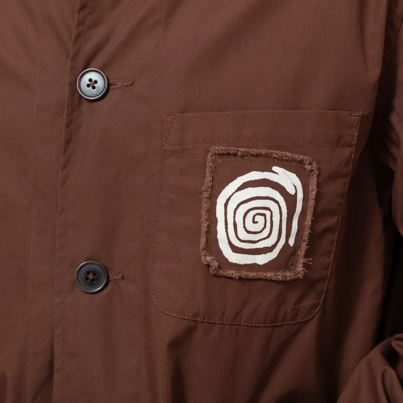 Universal Works x Working Class Heroes Bakers Overshirt Brown Peached Poplin-5