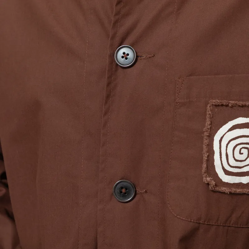 Universal Works x Working Class Heroes Bakers Overshirt Brown Peached Poplin-4