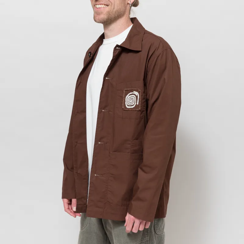 Universal Works x Working Class Heroes Bakers Overshirt Brown Peached Poplin-1