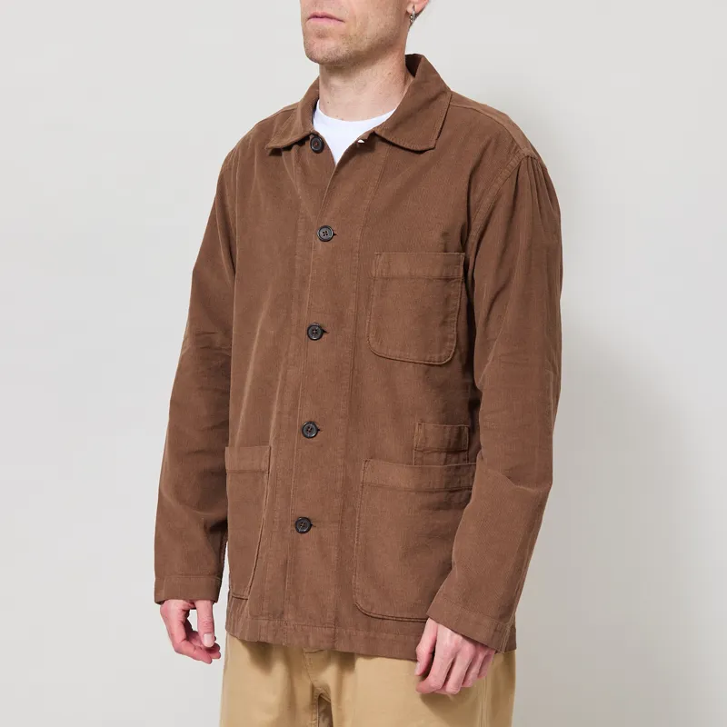 Universal Works Bakers Overshirt Brown Fine Cord-1