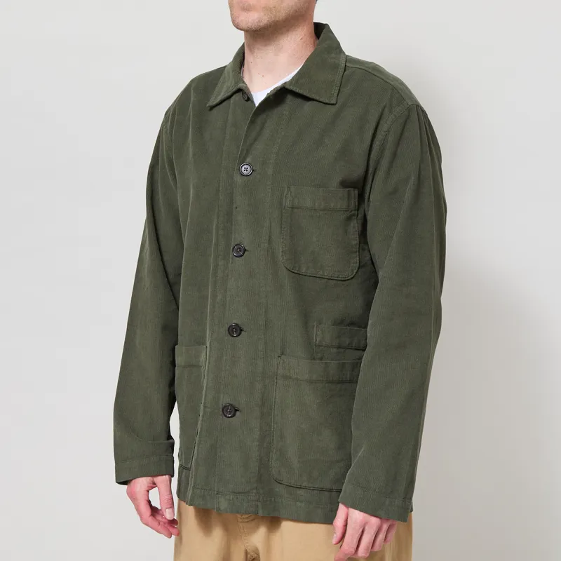 Universal Works Bakers Overshirt Olive Fine Cord-1