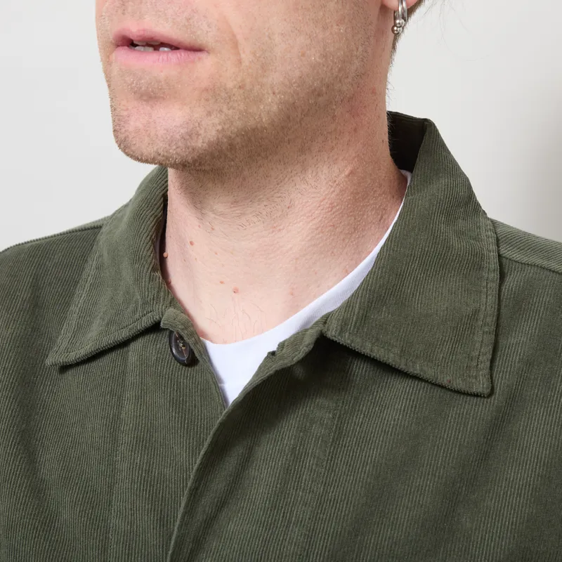 Universal Works Bakers Overshirt Olive Fine Cord-3