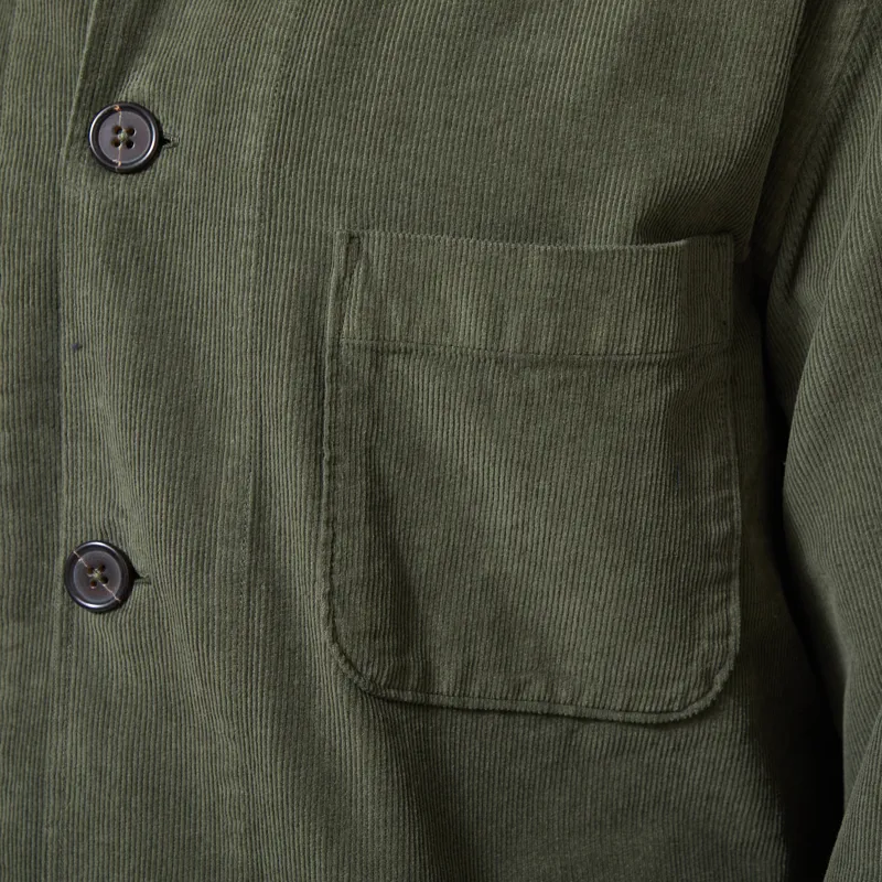 Universal Works Bakers Overshirt Olive Fine Cord-7