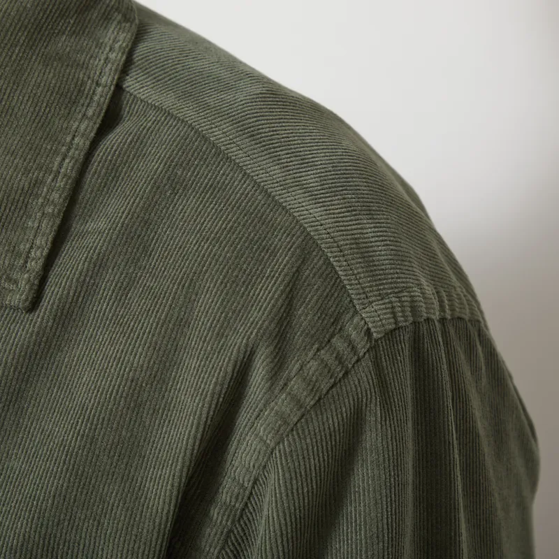 Universal Works Bakers Overshirt Olive Fine Cord-4