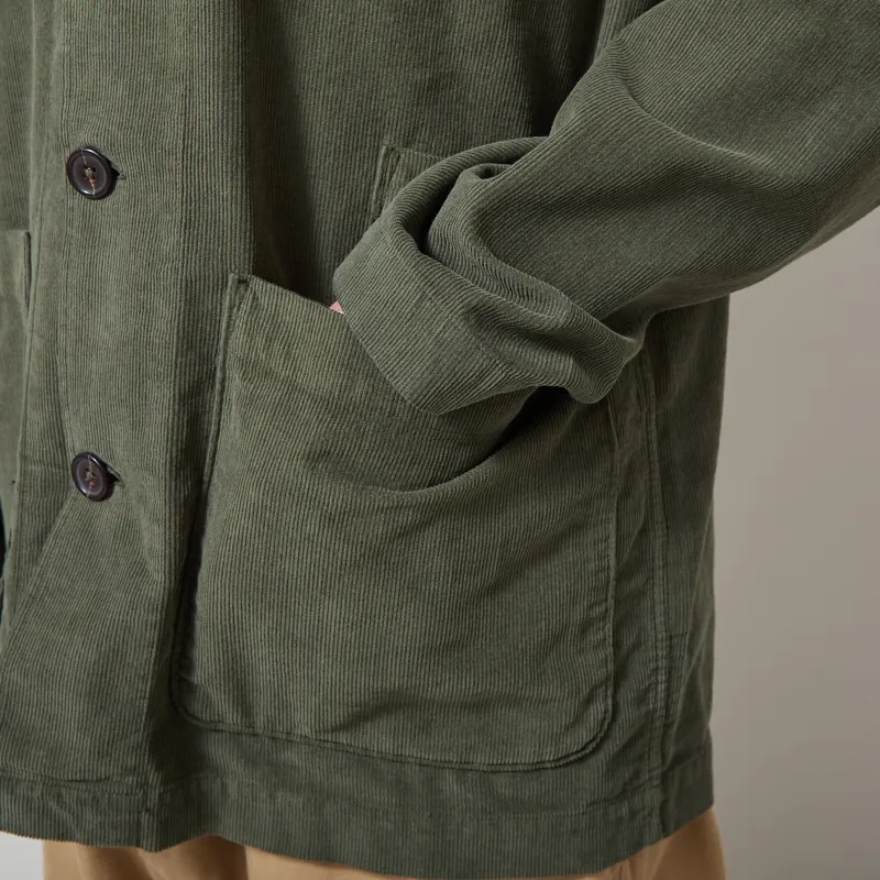Universal Works Bakers Overshirt Olive Fine Cord-6