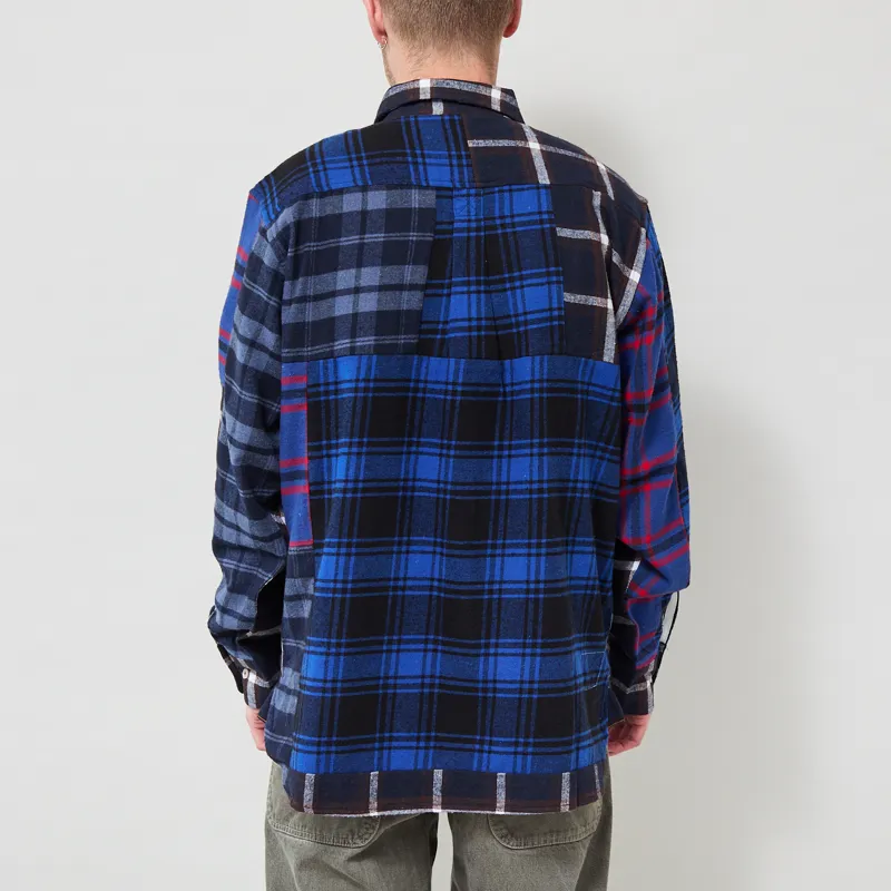 Universal Works Lazy Day Shirt Patchwork Checks Blue-2