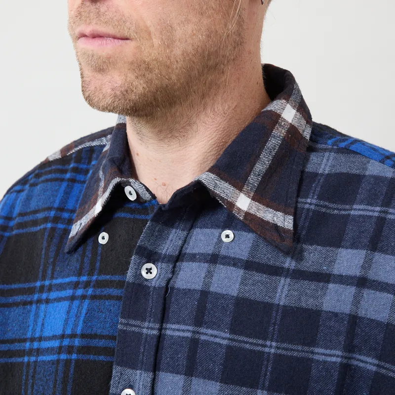 Universal Works Lazy Day Shirt Patchwork Checks Blue-3