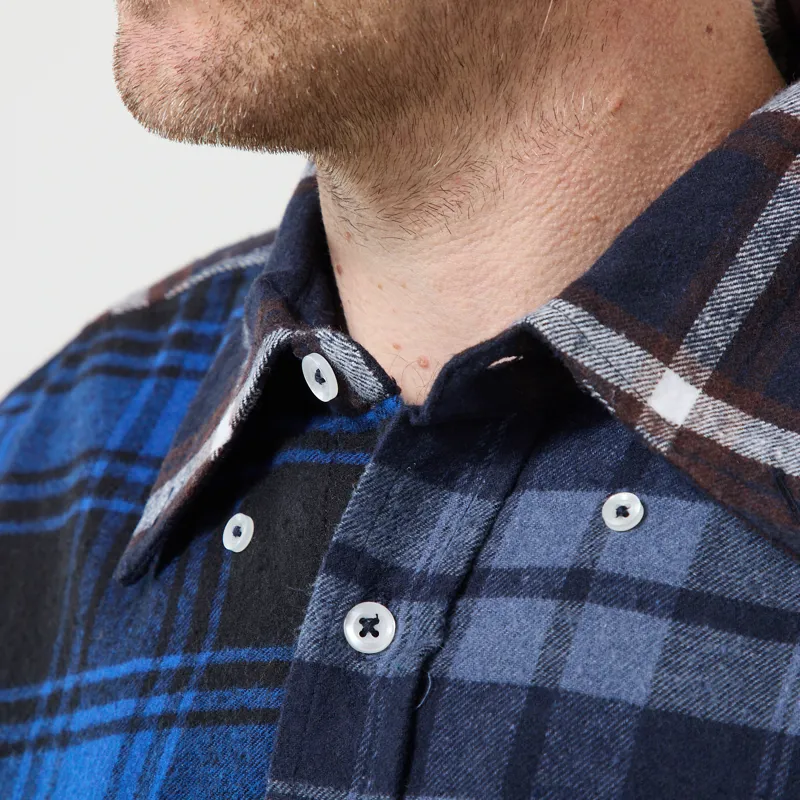 Universal Works Lazy Day Shirt Patchwork Checks Blue-4