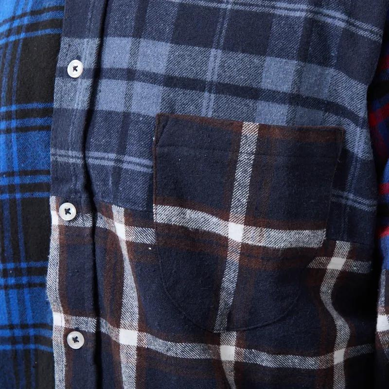 Universal Works Lazy Day Shirt Patchwork Checks Blue-5