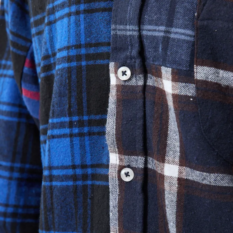 Universal Works Lazy Day Shirt Patchwork Checks Blue-6